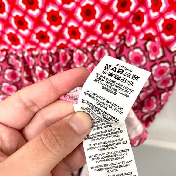 Boden Thea Sleeveless Short Sleeve Dress Sangria Sunset Geo Pome Size 8 - Picture 4 of 5